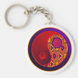 Red & Purple Swirls Yin Yang Keychain