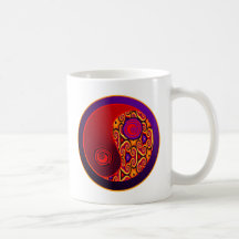 Red & Purple Swirls Yin Yang Mugs