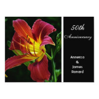 red purple tiger lily flower wedding anniversary personalized invite
