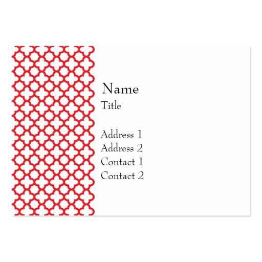 Red Quatrefoil Pattern Business Card (front side)