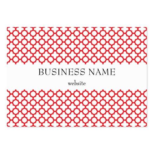 Red Quatrefoil Pattern Business Card (back side)