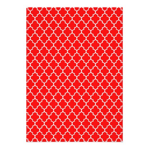 Red Quatrefoil Wedding Invitations