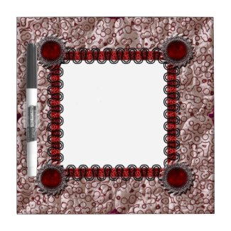 Red Quilted Decorated Frame Dry-Erase Board