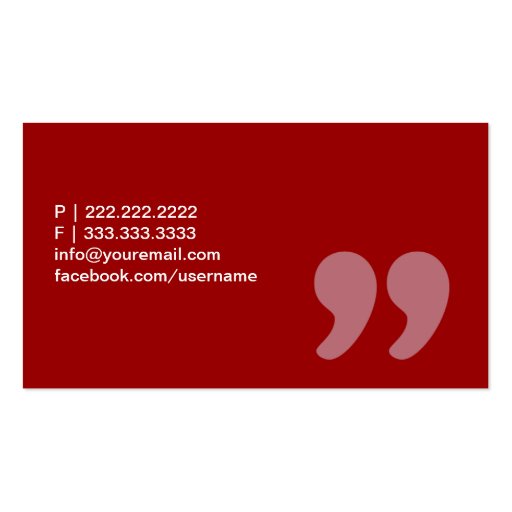 Red Quotes Psychiatrist Business Card (back side)