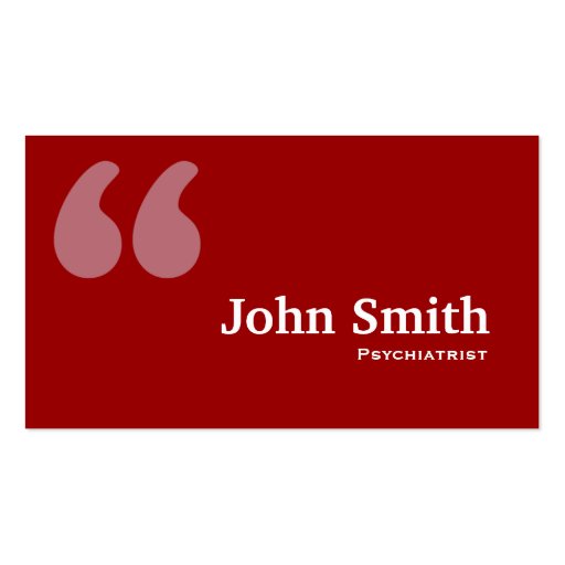 Red Quotes Psychiatrist Business Card (front side)