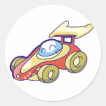 Red Race Car Round Stickers