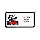 Red Race Car with Checkered Flag Address Label