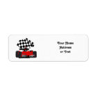 Red Race Car with Checkered Flag Return Address Label