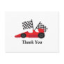 Red Race car with Checkered Flags Post Cards