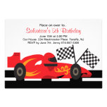Red Race Car with Flames Boys Birthday Invitation