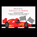 Red Race Car with Flames Boys Birthday Invitation invitations