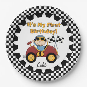 Red Racing Car 1st Birthday Paper Plates 9 Inch Paper Plate