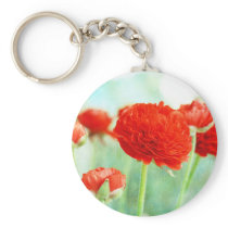 Red Ranunculus Flowers keychains
