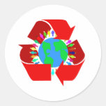 red recycle round sticker