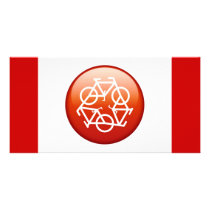 Red recycle symbol photo greeting card