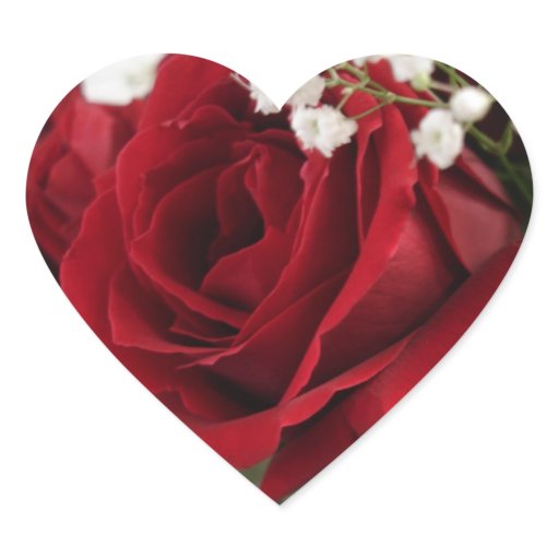 Red Red Rose Heart Shaped Heart Sticker Zazzle