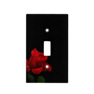 Red Red Rose on Black Switch Plate Covers