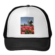 Red Red tulips and windmill flowers Trucker Hat