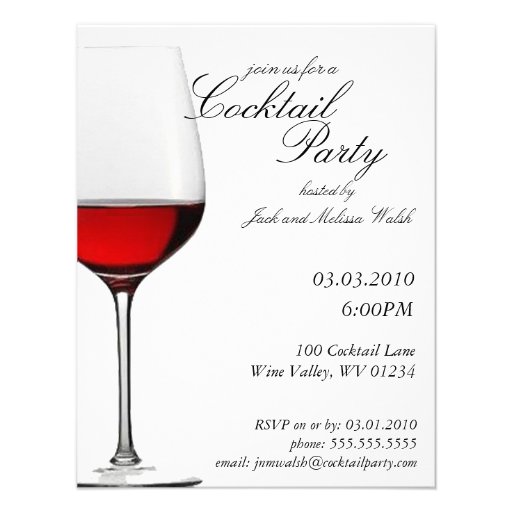 Red Red Wine Cocktail & Wine Party Invitations (front side)