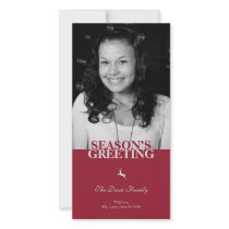 Red reindeer elegant chic Christmas holiday custom photo cards