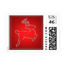 Red Reindeer Postage Stamp
