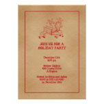 Red reindeers old fashion Christmas holiday party Personalized Announcement