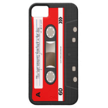 Red Retro Cassette Tape Personalized Case iPhone 5 Cover