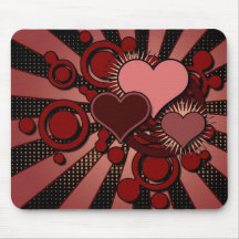 Red Retro Hearts Valentine’s Day Mousepad