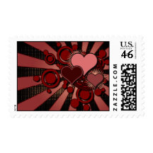 Red Retro Hearts Valentine’s Day Postage Stamp