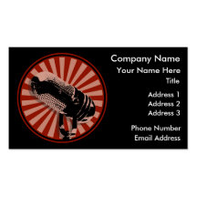 Red Retro Microphone Emblem Business Card Template