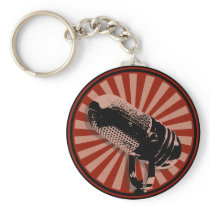 Red Retro Microphone Emblem Key Chains