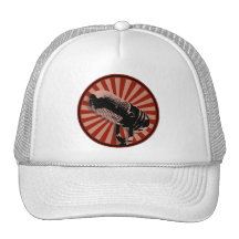 Red Retro Microphone Emblem Mesh Hats