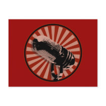 Red Retro Microphone Emblem Post Cards