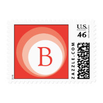 red retro monogram postage postage
