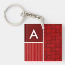 Red Retro Squares Keychains