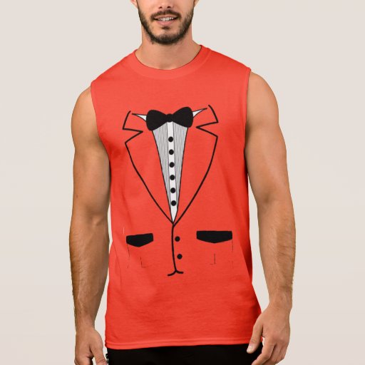 Red Retro Tuxedo Sleeveless Shirt Zazzle