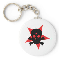 red revolution star skull key chain