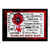 Red Ribbon 1st Place Word Collage Fathers Day Card
