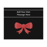 Red Ribbon Bow. On Black. Custom White Text Flyer Design