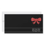 Red Ribbon Bow. On Black. Custom White Text Photo Greeting Card