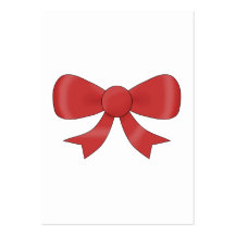 Red Ribbon Bow. On White. Business Card Templates