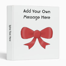 Red Ribbon Bow. On White. Custom Text 3 Ring Binder