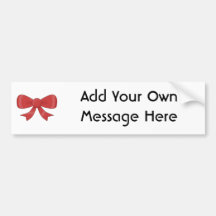 Red Ribbon Bow. On White. Custom Text Bumper Stickers