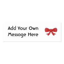 Red Ribbon Bow. On White. Custom Text Business Cards