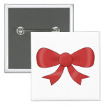 Red Ribbon Bow. On White. Pinback Button