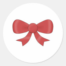 Red Ribbon Bow. On White. Sticker