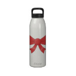 Red Ribbon Bow. On White. Water Bottle
