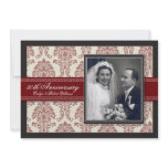 Red Ribbon Damask Anniversary Party Invitation