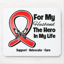 Red Ribbon For My Hero My Husband Mouse Pads