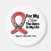 Red Ribbon For My Hero My Son Magnet